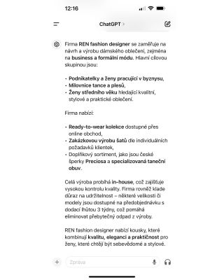 Zeptala jsem se AI, čím se zabývá firma REN-fashion designer. A ano, s tim se ztotoznuji. Tohle jsme my🖤